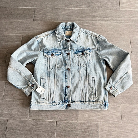 NWT We The Free People Jolene Trucker Denim Jean Jacket in Tennessee River S - Picture 13 of 16